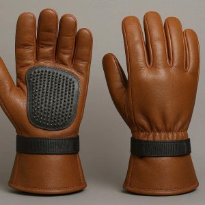 Premium Leather Pet Grooming Gloves Heavy Duty Scratch Resistant Deshedding Brush Safety Mit For Aggressive Animals