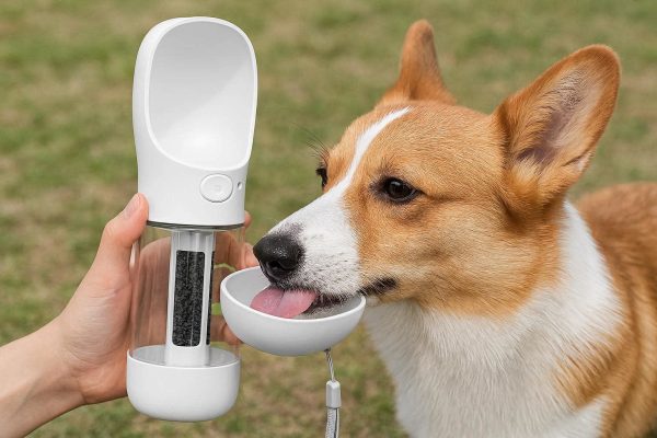 2 Leakproof Dog Water Bottle Portable Pet Travel Drink Cup Dispenser With Built In Activated Carbon Filter Elements