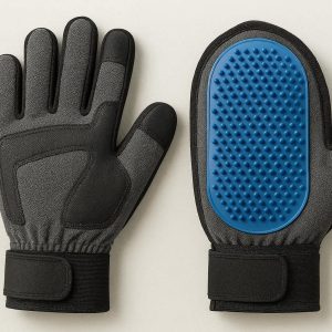 Heavy Duty Pet Grooming Gloves Reinforced Palm Deshedding Brush Hair Remover Mit For Thick Double Coated Dogs