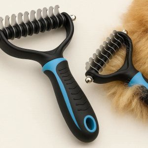 Pet Dematting Undercoat Rake Brush Professional Dual Head Grooming Tool Safe Knot Remover For Thick Hair Dogs