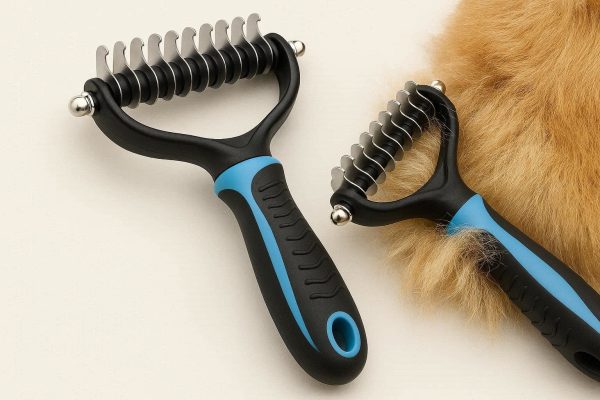Pet Dematting Undercoat Rake Brush Professional Dual Head Grooming Tool Safe Knot Remover For Thick Hair Dogs