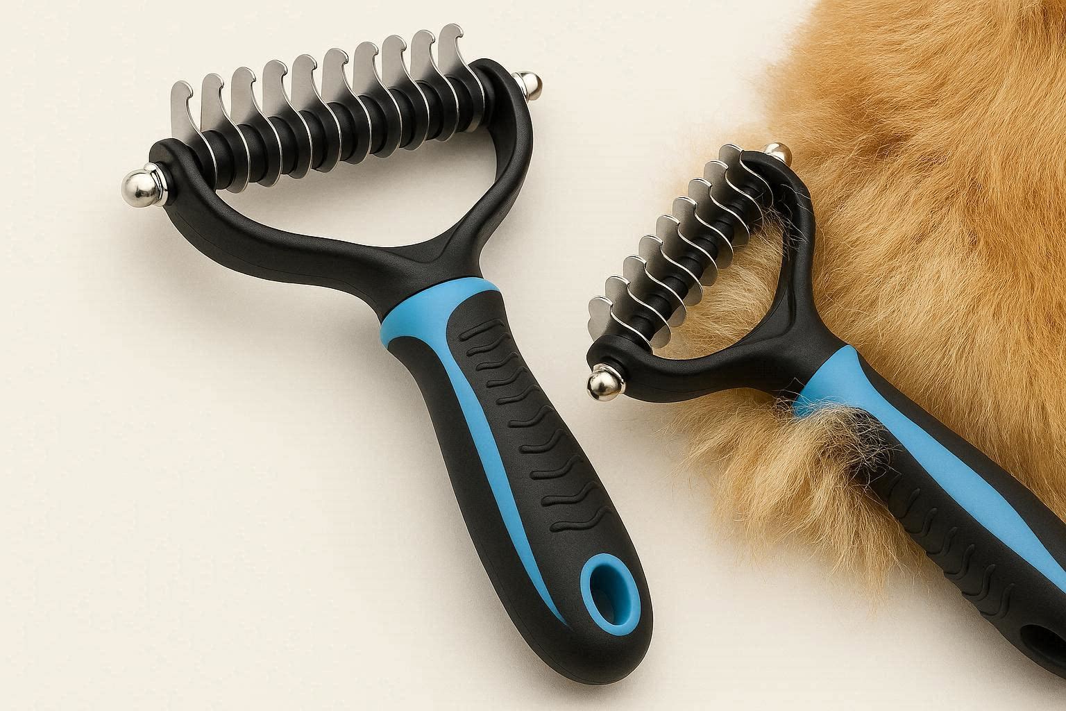 Pet Dematting Undercoat Rake Brush Professional Dual Head Grooming Tool Safe Knot Remover For Thick Hair Dogs - Image 1