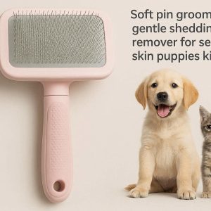 Pet Slicker Brush Soft Pin Grooming Tool Gentle Shedding Hair Remover For Sensitive Skin Puppies Kittens