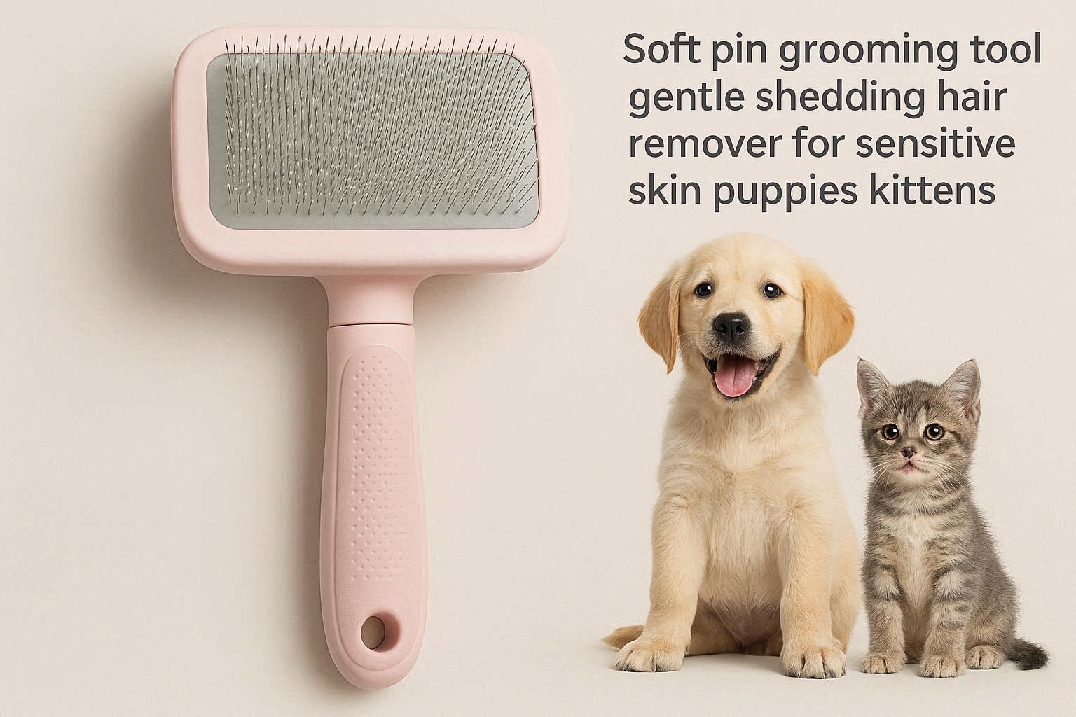 Pet Slicker Brush Soft Pin Grooming Tool Gentle Shedding Hair Remover For Sensitive Skin Puppies Kittens - Image 1