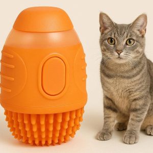 Flexible Silicone Pet Bath Brush Soft Massage Washer Dispenser Scrubber Container Tool For Short Haired Cats