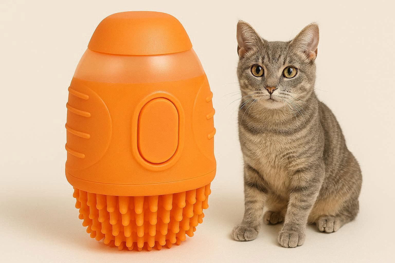 Flexible Silicone Pet Bath Brush Soft Massage Washer Dispenser Scrubber Container Tool For Short Haired Cats - Image 1