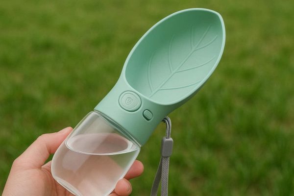 5 Antibacterial Portable Pet Water Bottle Lightweight Dog Travel Drink Cup With Wide Leaf Shape Silicone Trough Bowl