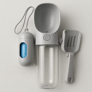 Multifunctional Pet Water Bottle Dog Travel Cup Dispenser With Poop Bag Storage Box And Waste Shovel Tool