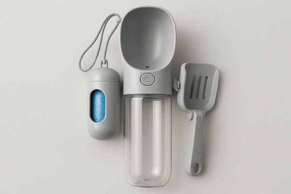 7 Multifunctional Pet Water Bottle Dog Travel Cup Dispenser With Poop Bag Storage Box And Waste Shovel Tool